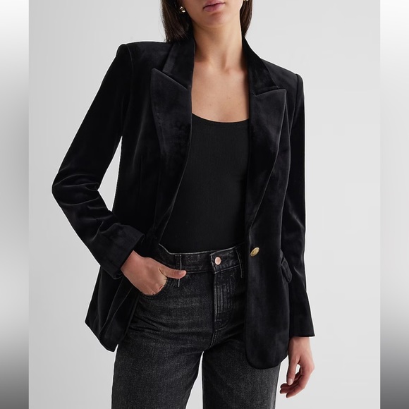 Express Velvet One Button Blazer - Picture 4 of 8